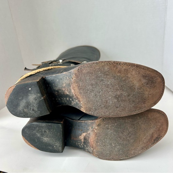 Freebird by Steven Drove Boots Black Leather Western Harness Back Zip 9 - Picture 12 of 15